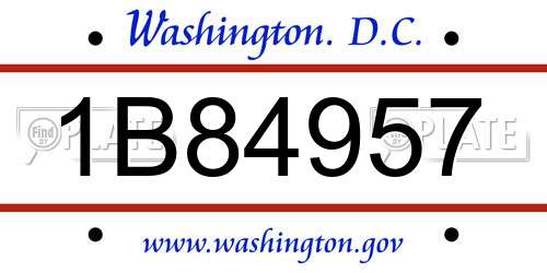 1B84957 District Of Columbia License Plate