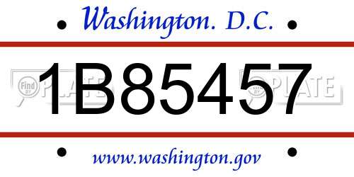 1B85457 District Of Columbia License Plate