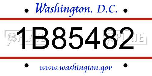 1B85482 District Of Columbia License Plate
