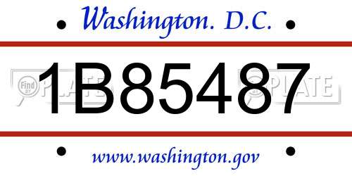 1B85487 District Of Columbia License Plate