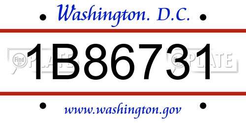 1B86731 District Of Columbia License Plate