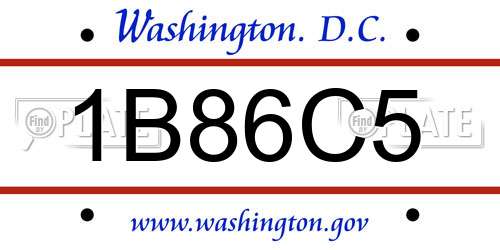 1B86C5 District Of Columbia License Plate