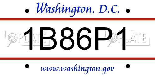 1B86P1 District Of Columbia License Plate