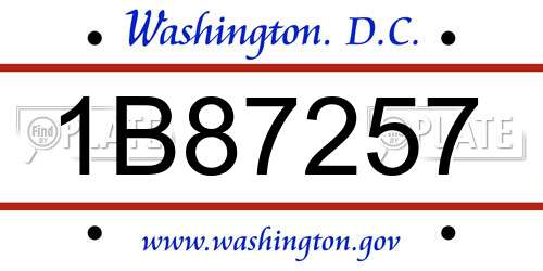 1B87257 District Of Columbia License Plate