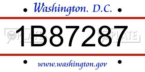 1B87287 District Of Columbia License Plate