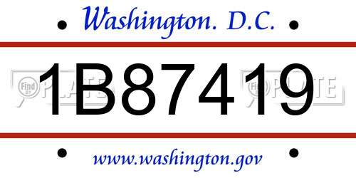 1B87419 District Of Columbia License Plate