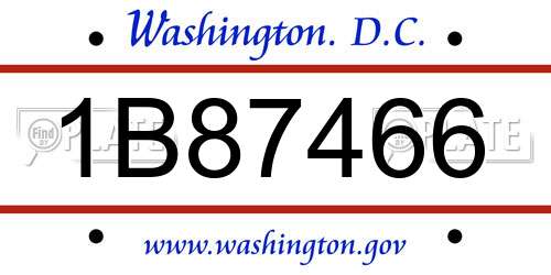 1B87466 District Of Columbia License Plate