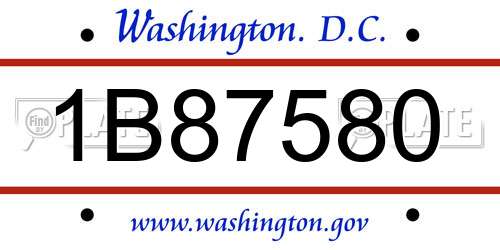 1B87580 District Of Columbia License Plate