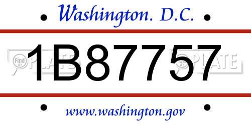 1B87757 District Of Columbia License Plate