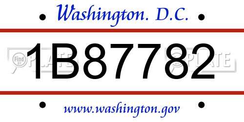 1B87782 District Of Columbia License Plate
