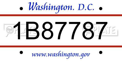1B87787 District Of Columbia License Plate
