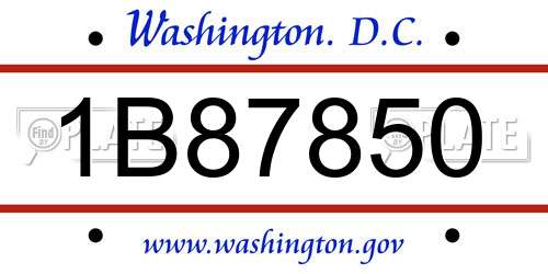 1B87850 District Of Columbia License Plate