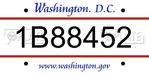 1B88452 District Of Columbia License Plate