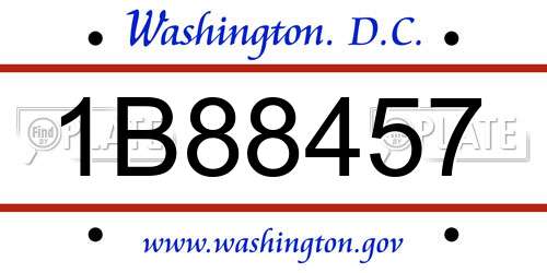 1B88457 District Of Columbia License Plate