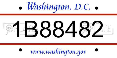 1B88482 District Of Columbia License Plate