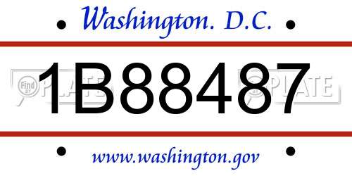 1B88487 District Of Columbia License Plate