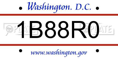 1B88R0 District Of Columbia License Plate