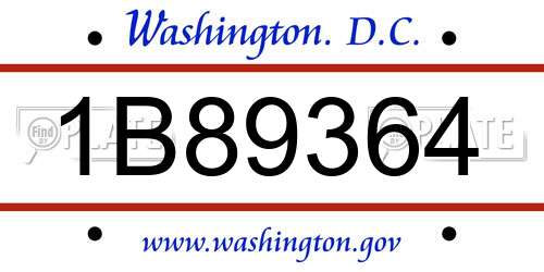 1B89364 District Of Columbia License Plate