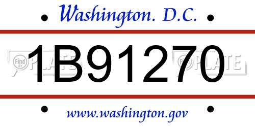 1B91270 District Of Columbia License Plate