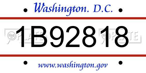 1B92818 District Of Columbia License Plate