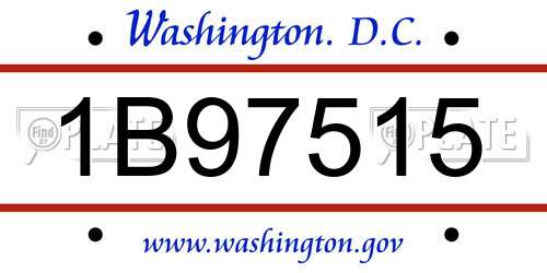 1B97515 District Of Columbia License Plate