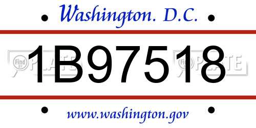 1B97518 District Of Columbia License Plate