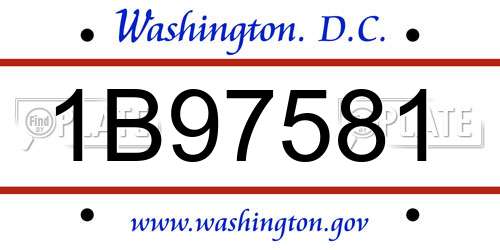 1B97581 District Of Columbia License Plate