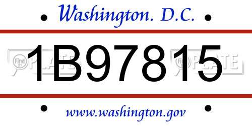 1B97815 District Of Columbia License Plate