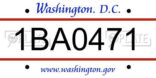 1BA0471 District Of Columbia License Plate