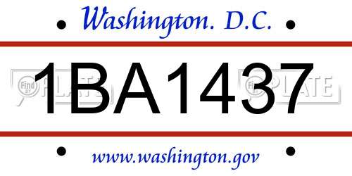 1BA1437 District Of Columbia License Plate