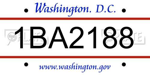 1BA2188 District Of Columbia License Plate