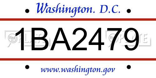 1BA2479 District Of Columbia License Plate