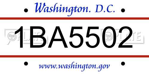 1BA5502 District Of Columbia License Plate