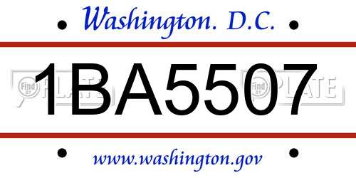 1BA5507 District Of Columbia License Plate