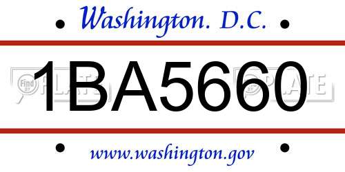 1BA5660 District Of Columbia License Plate