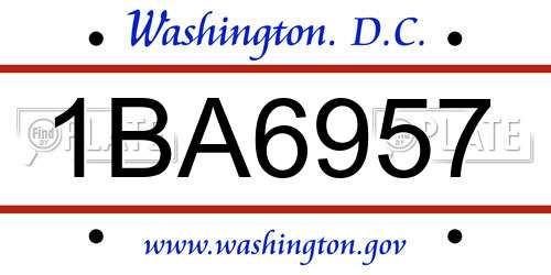 1BA6957 District Of Columbia License Plate