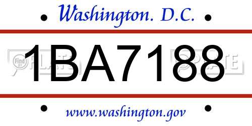 1BA7188 District Of Columbia License Plate
