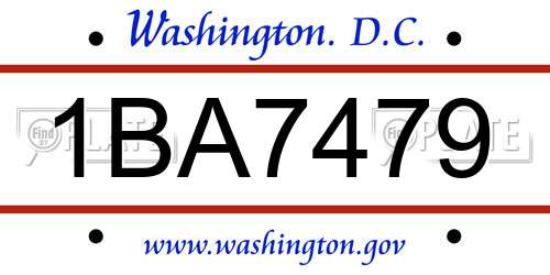 1BA7479 District Of Columbia License Plate