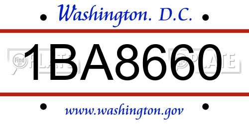 1BA8660 District Of Columbia License Plate