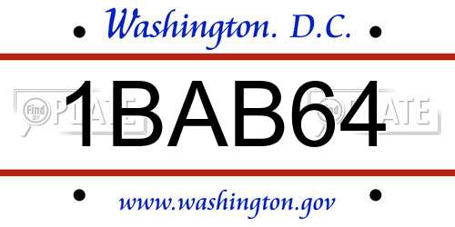 1BAB64 District Of Columbia License Plate