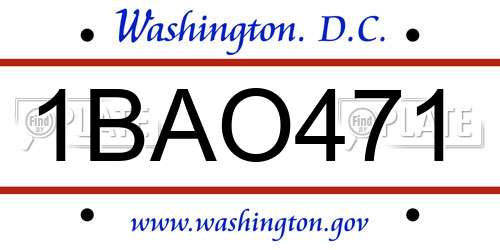 1BAO471 District Of Columbia License Plate