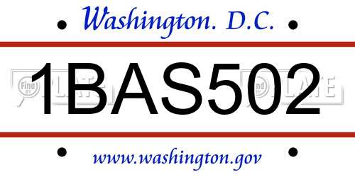 1BAS502 District Of Columbia License Plate