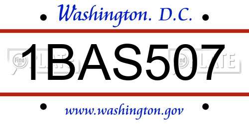 1BAS507 District Of Columbia License Plate