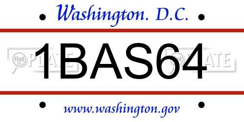 1BAS64 District Of Columbia License Plate