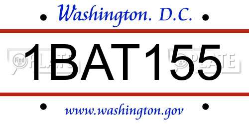 1BAT155 District Of Columbia License Plate