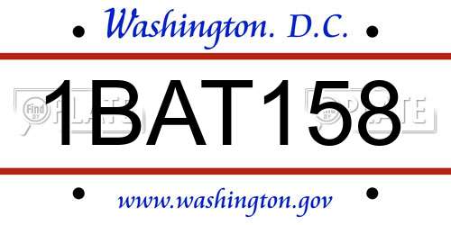 1BAT158 District Of Columbia License Plate