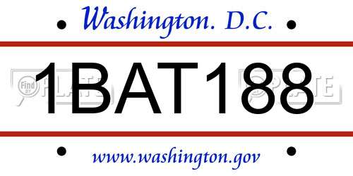 1BAT188 District Of Columbia License Plate