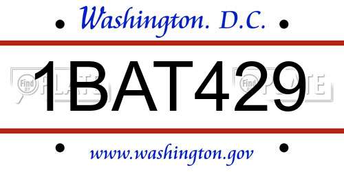 1BAT429 District Of Columbia License Plate