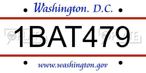 1BAT479 District Of Columbia License Plate