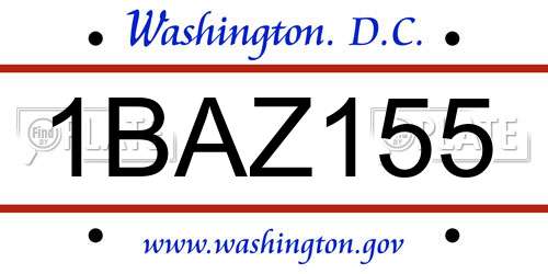 1BAZ155 District Of Columbia License Plate